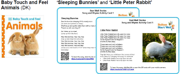 Decorative, a picture of a children story and some song cards