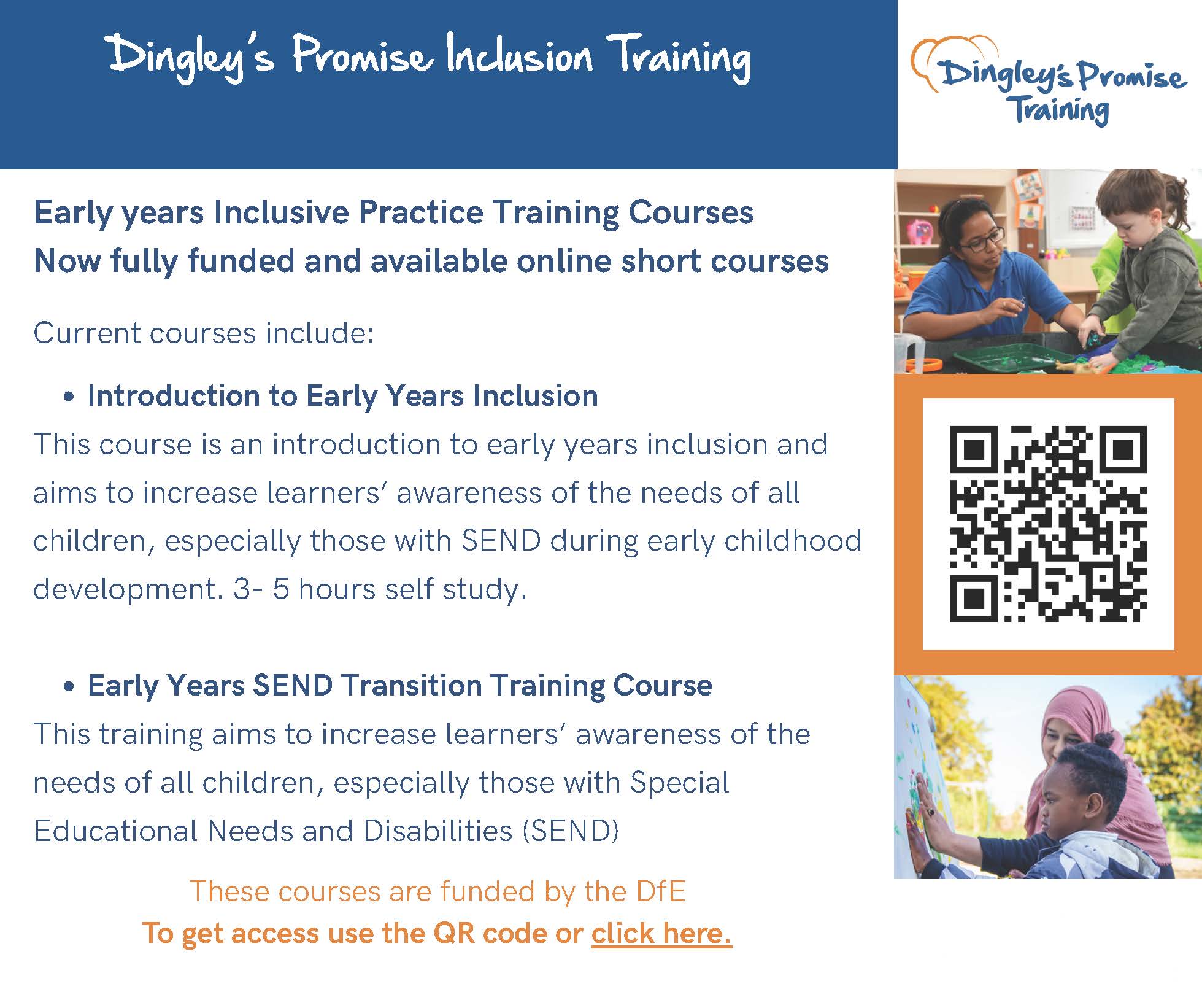 Poster with logo, text and a QR code.