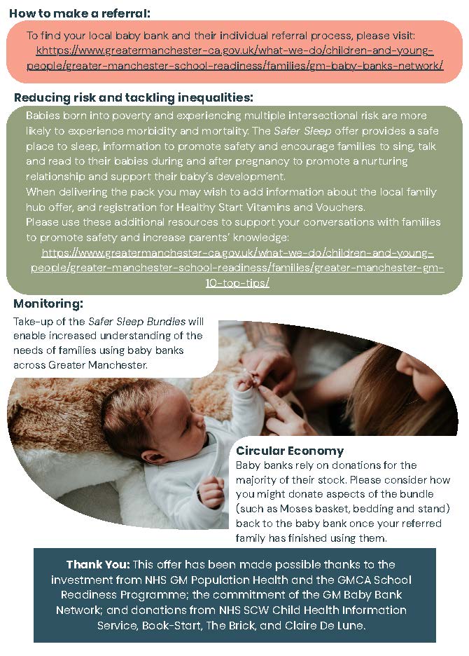 Page two of a poster with lots of text and and image of an adult with a baby. 