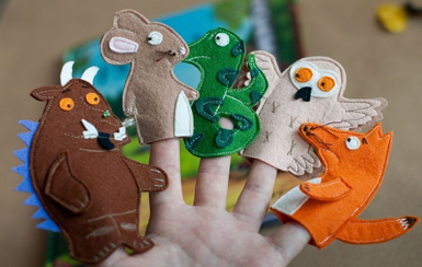 Finger puppets from the children's story, The Gruffalo