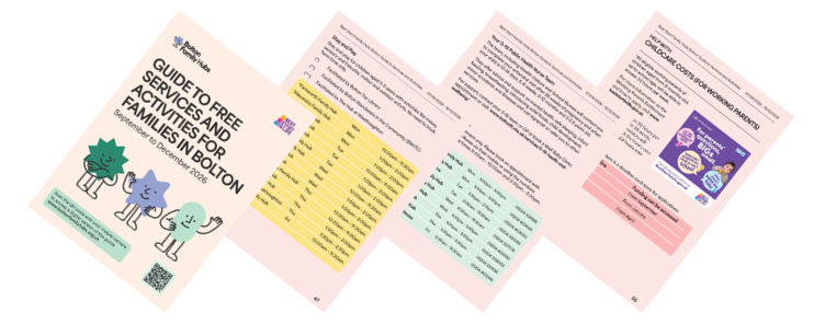 Decorative image of the guide to services and activities for families in Bolton