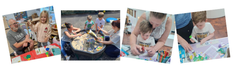 x4 images of Families in Family Hubs engaging in activities at the REAL events.