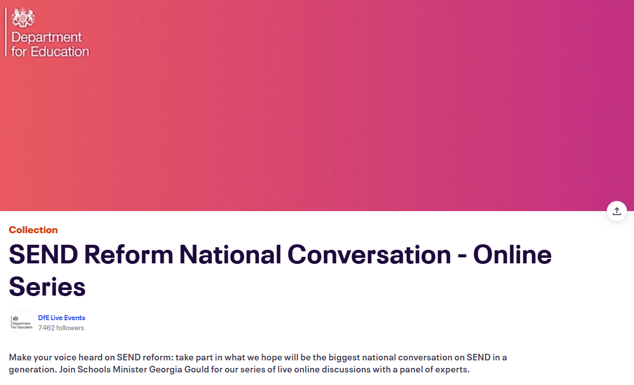 Screenshot of a DfE webpage