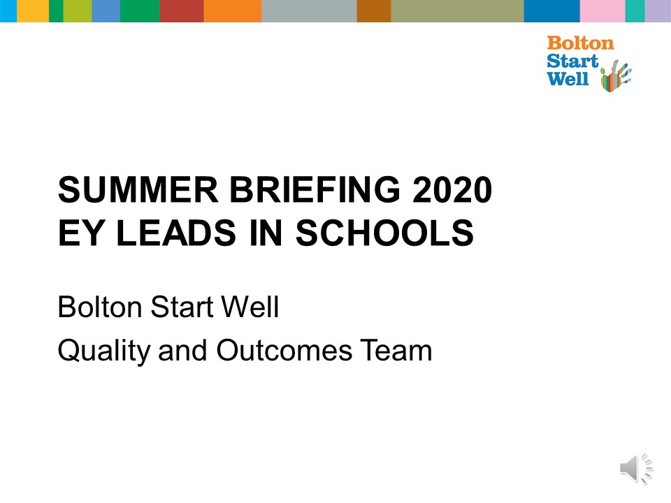 Summer Briefing 2020 for EY Leads in Schools